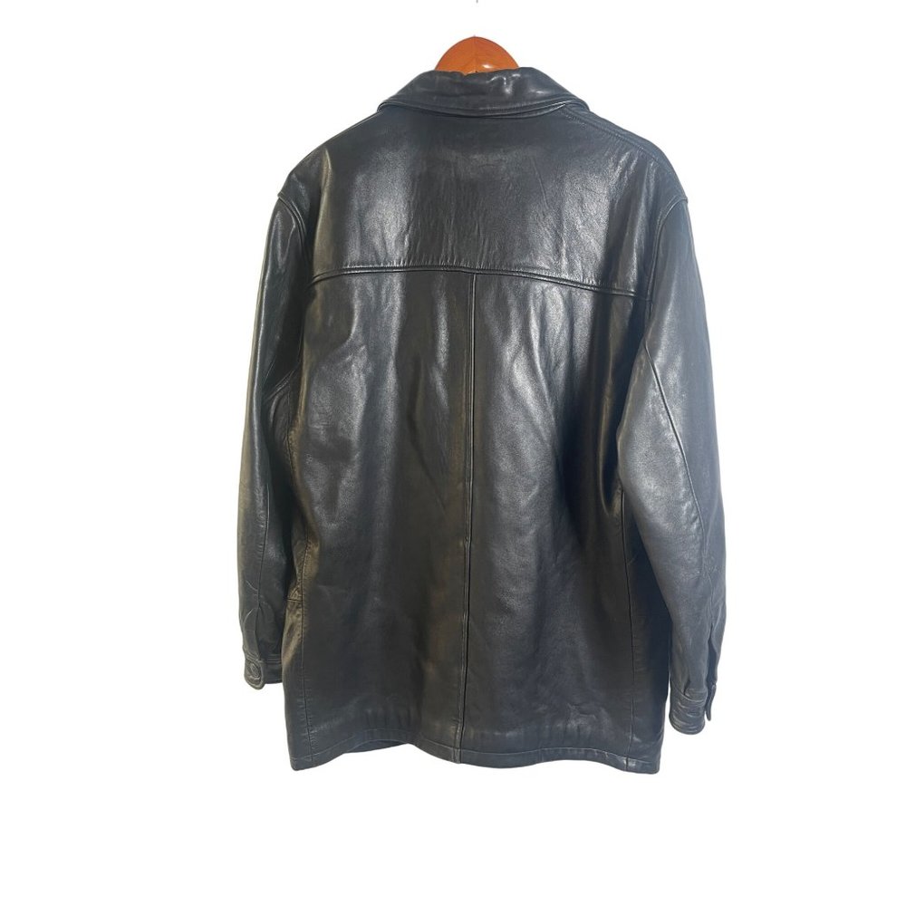 New Republic Genuine Leather Black Sports Coat Blazer Made in USA Men’s Size M - Picture 2 of 5